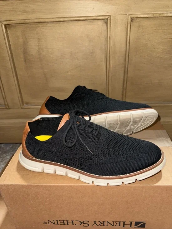 Nine West Black Knit Lace-Up Oxfords with Brown Accents - Picture 3 of 10